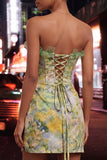 Sweetheart Corset Blush Bodycon Ruched Lace Up Back Cocktail Party Dress
