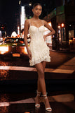 Light Blue Corset Bodycon Lace Up Back Short Graduation Dress with Ruffles