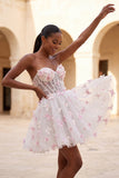 Sweetheart Sheer Corset Lilac A-Line Appliqued Party Dress with Lace Up Back