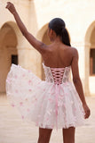 Sweetheart Sheer Corset Lilac A-Line Appliqued Party Dress with Lace Up Back