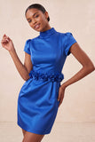 Green High Neck Bodycon Cap Sleeves Cocktail Dress with 3D Flowers