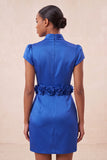 Green High Neck Bodycon Cap Sleeves Cocktail Dress with 3D Flowers