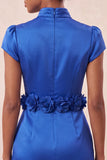 Green High Neck Bodycon Cap Sleeves Cocktail Dress with 3D Flowers