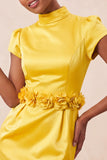 Green High Neck Bodycon Cap Sleeves Cocktail Dress with 3D Flowers