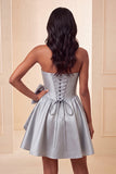 Strapless A-Line Corset Mint Green Mini Party Dress with Bow