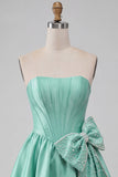 Strapless A-Line Corset Mint Green Mini Party Dress with Bow