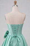 Strapless A-Line Corset Mint Green Mini Party Dress with Bow