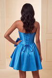 Strapless A-Line Corset Mint Green Mini Party Dress with Bow