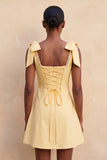 Pink A-Line Beaded Bowed Straps Cute Graduation Dress with Lace Up Back