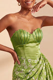 Green Sweetheart Ruched Bodycon Mini Cocktail Dress with Lace Up Back