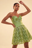 Sweetheart Green Corset A-Line Sequin Party Dress with Lace Up Back