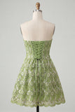 Sweetheart Green Corset A-Line Sequin Party Dress with Lace Up Back