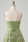 Sweetheart Green Corset A-Line Sequin Party Dress with Lace Up Back