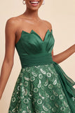 Dark Green A-Line Sweetheart Lace Up Back Short Party Dress with Sequins