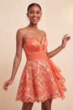 Dark Green A-Line Sweetheart Lace Up Back Short Party Dress with Sequins