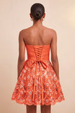 Dark Green A-Line Sweetheart Lace Up Back Short Party Dress with Sequins
