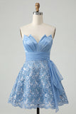 Dark Green A-Line Sweetheart Lace Up Back Short Party Dress with Sequins