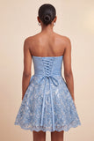 Dark Green A-Line Sweetheart Lace Up Back Short Party Dress with Sequins
