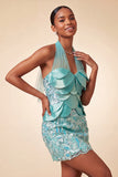 Halter Lilac Sequins Bodycon Short Party Dress with Lace Up Back