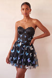 Blush Sweetheart Sheer Corset A-Line Graduation Dress with 3D Butterfly