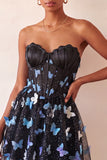 Blush Sweetheart Sheer Corset A-Line Graduation Dress with 3D Butterfly