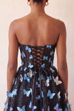 Blush Sweetheart Sheer Corset A-Line Graduation Dress with 3D Butterfly