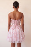 Blush Sweetheart Sheer Corset A-Line Graduation Dress with 3D Butterfly