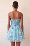 Blush Sweetheart Sheer Corset A-Line Graduation Dress with 3D Butterfly