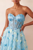 Blush Sweetheart Sheer Corset A-Line Graduation Dress with 3D Butterfly