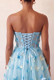 Blush Sweetheart Sheer Corset A-Line Graduation Dress with 3D Butterfly