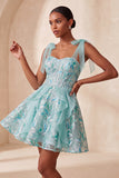 Sparkly Pink A-Line Ruffled Corset Bowed Straps Sequins Party Dress