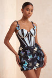 Blush Corset Bodycon Sequin Party Dress with Pearls