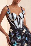 Blush Corset Bodycon Sequin Party Dress with Pearls