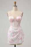 Blush Corset Bodycon Sequin Party Dress with Pearls