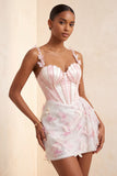 Blush Corset Bodycon Sequin Party Dress with Pearls