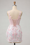 Blush Corset Bodycon Sequin Party Dress with Pearls