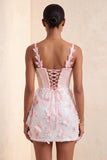Blush Corset Bodycon Sequin Party Dress with Pearls