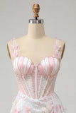 Blush Corset Bodycon Sequin Party Dress with Pearls