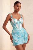 Blush Corset Bodycon Sequin Party Dress with Pearls