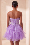 Sweetheart A-Line Sheer Corset Ruffled Sky Blue Party Dress