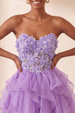 Sweetheart A-Line Sheer Corset Ruffled Sky Blue Party Dress