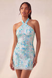 Light Purple Halter Bodycon Party Dress with Sequins