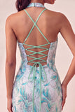 Light Purple Halter Bodycon Party Dress with Sequins