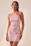 Light Purple Halter Bodycon Party Dress with Sequins