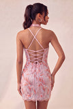 Light Purple Halter Bodycon Party Dress with Sequins