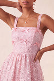 Sky Blue A-Line Square Neck Lace Up Back Sequins Graduation Dress with Bow