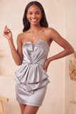 Strapless Dark Green Bodycon Ruched Cocktail Dress