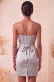 Strapless Dark Green Bodycon Ruched Cocktail Dress