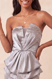 Strapless Dark Green Bodycon Ruched Cocktail Dress