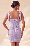 Dusty Sage Corset Bodycon Bowed Straps Cocktail Dress with Lace Up Back